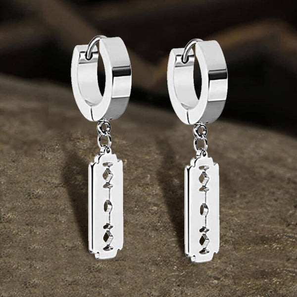 Razor Blade Earrings Polished Silver Pewter Earrings #984 – Real Metal  Jewelry